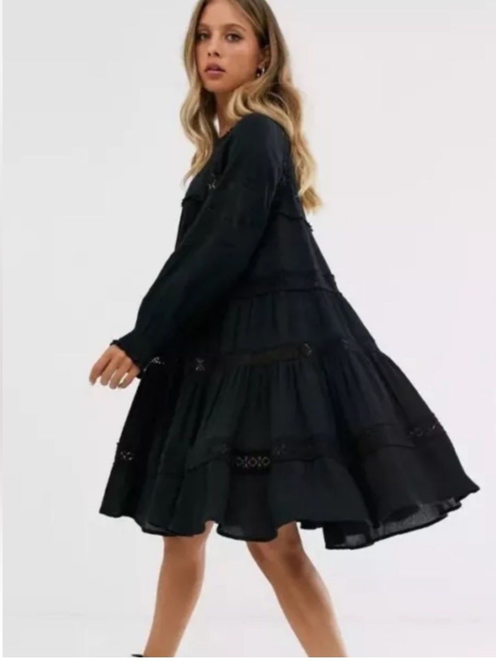 Free People Women’s Piece Of Your Heart Mini Dress in Black Black Sz XS